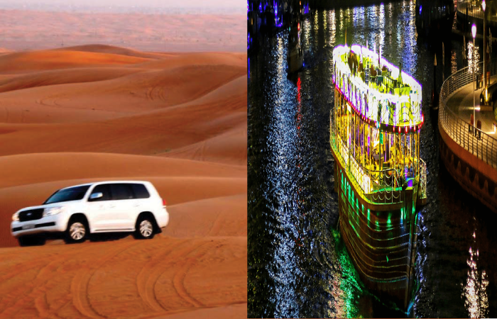 Marina Dhow Cruise + Red Dunes Desert Safari in Dubai